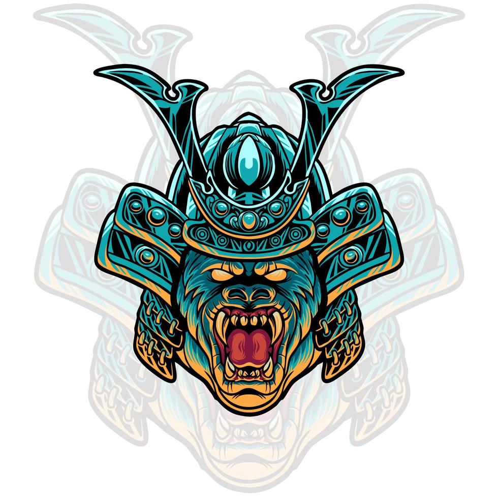 Samurai Japan Head Mascot vector