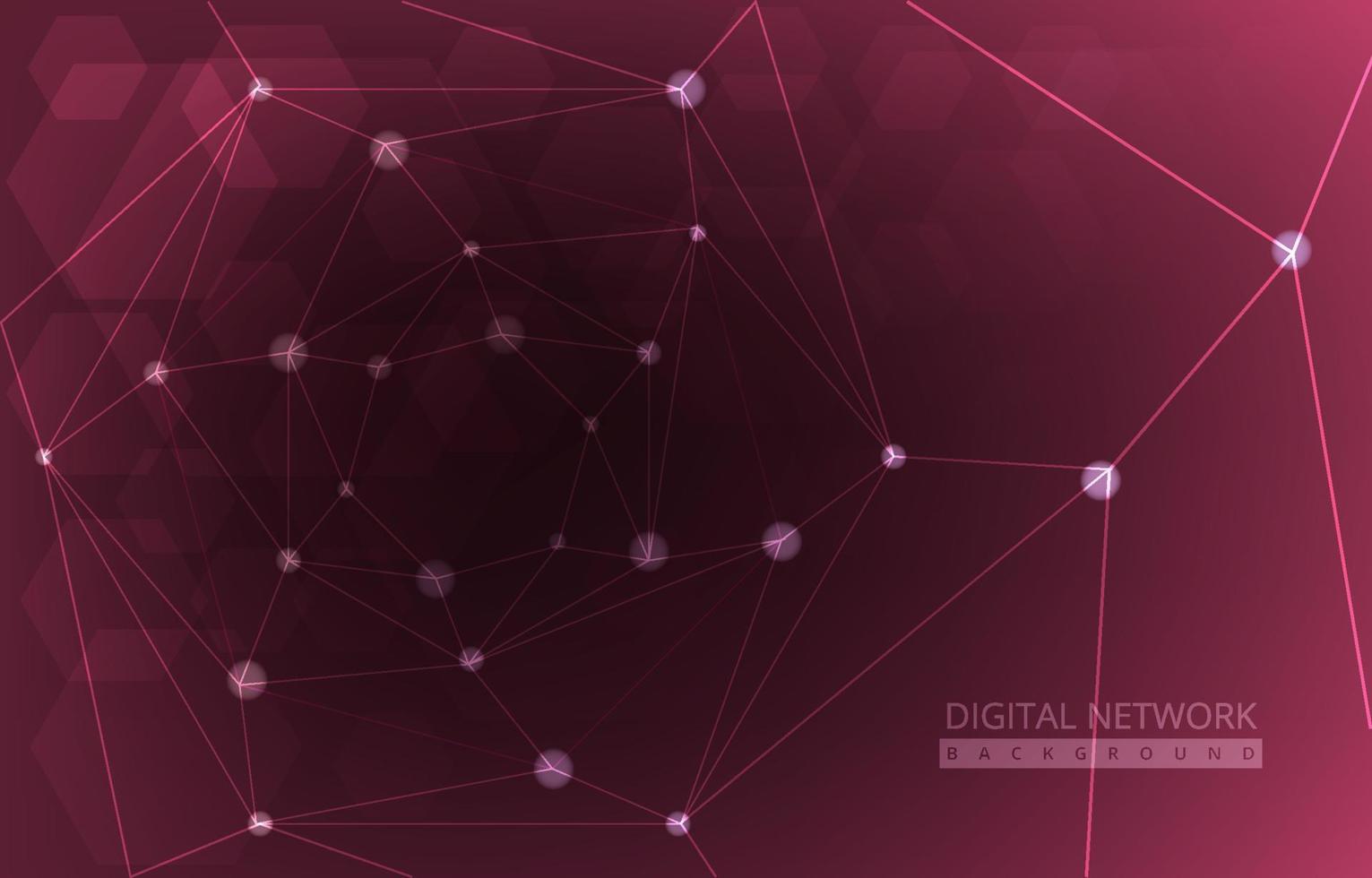 Red Hexagon Digital Network Connection Internet Technology Background vector