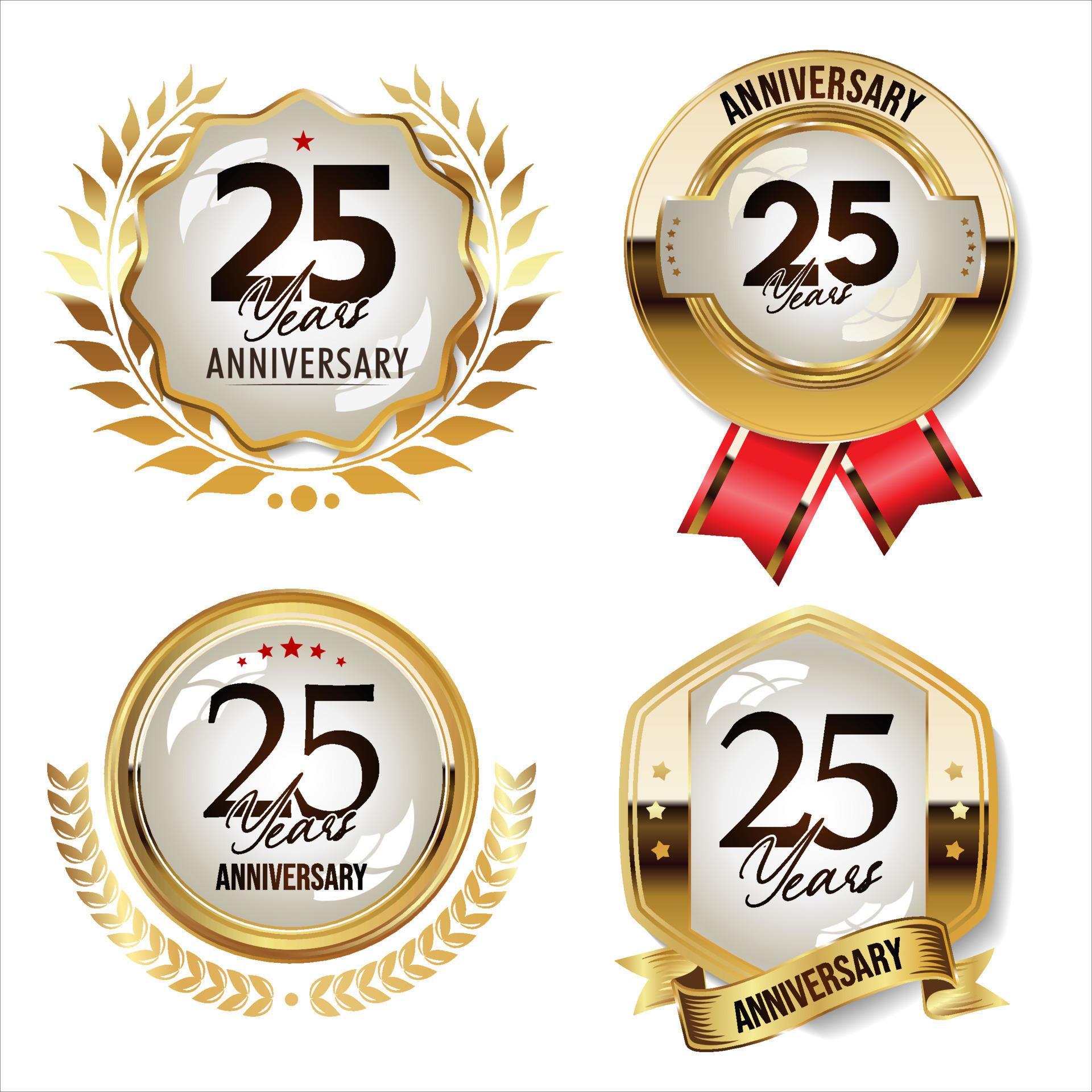 Collection of anniversary golden seal on white background 4355485