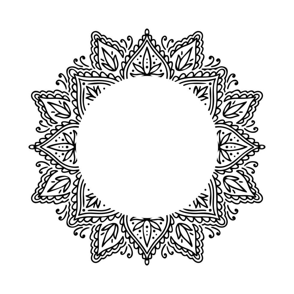 Graphic frame round traditional mandala abstract  isolated in white background.Boho indian shape.Ethnic oriental style vector