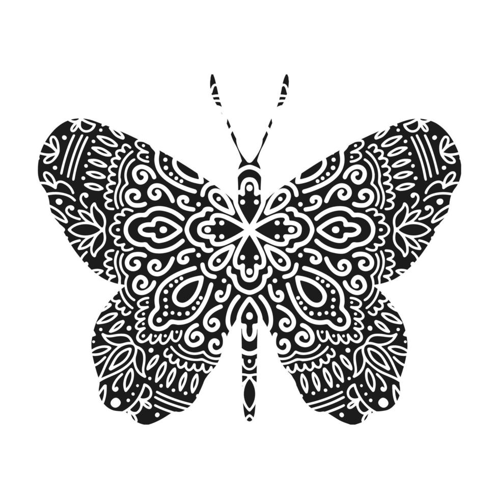 Graphic butterfly mandala abstract  isolated in white background.Boho indian shape.Ethnic oriental style. vector