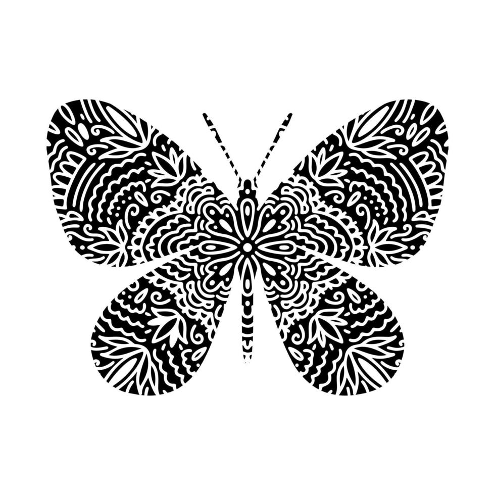 Graphic butterfly mandala abstract  isolated in white background.Boho indian shape.Ethnic oriental style. vector