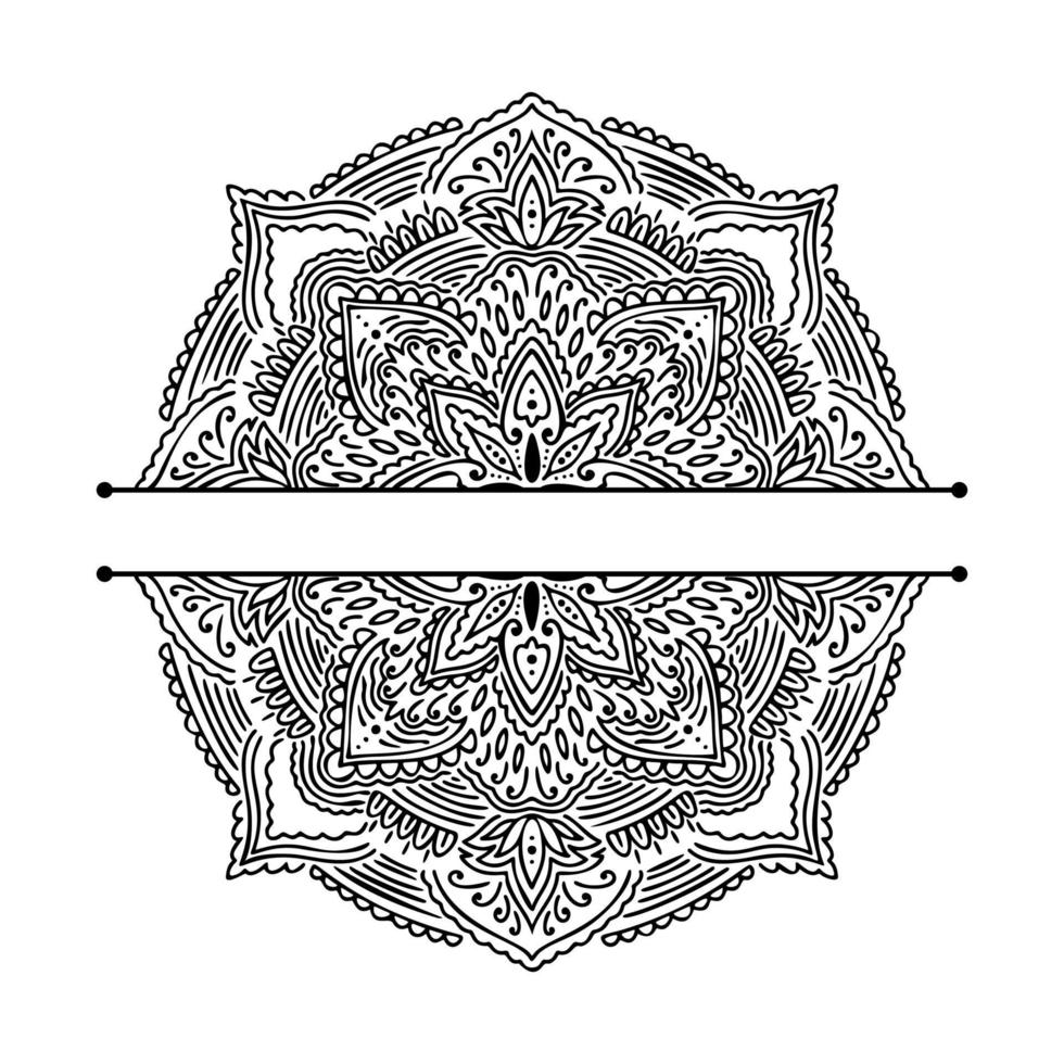 Graphic half for inscription round mandala abstract isolated in white background..Boho indian shape.Ethnic oriental style. vector