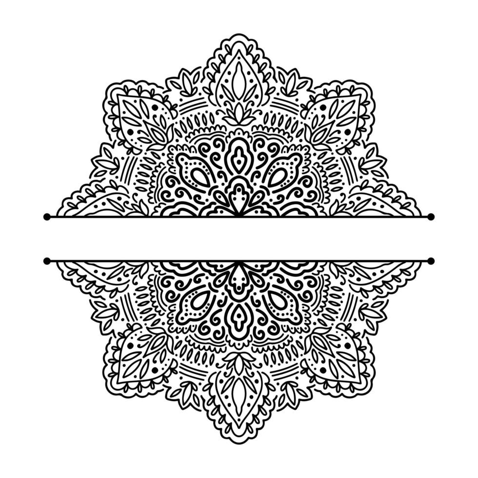 Graphic half for inscription round mandala abstract isolated in white background..Boho indian shape.Ethnic oriental style. vector