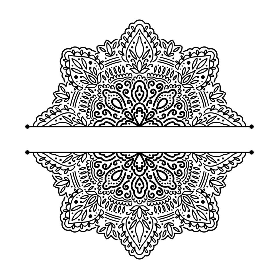 mitad gráfica para inscripción abstracta mandala redondo aislado en fondo blanco ... forma india boho estilo oriental étnico. vector