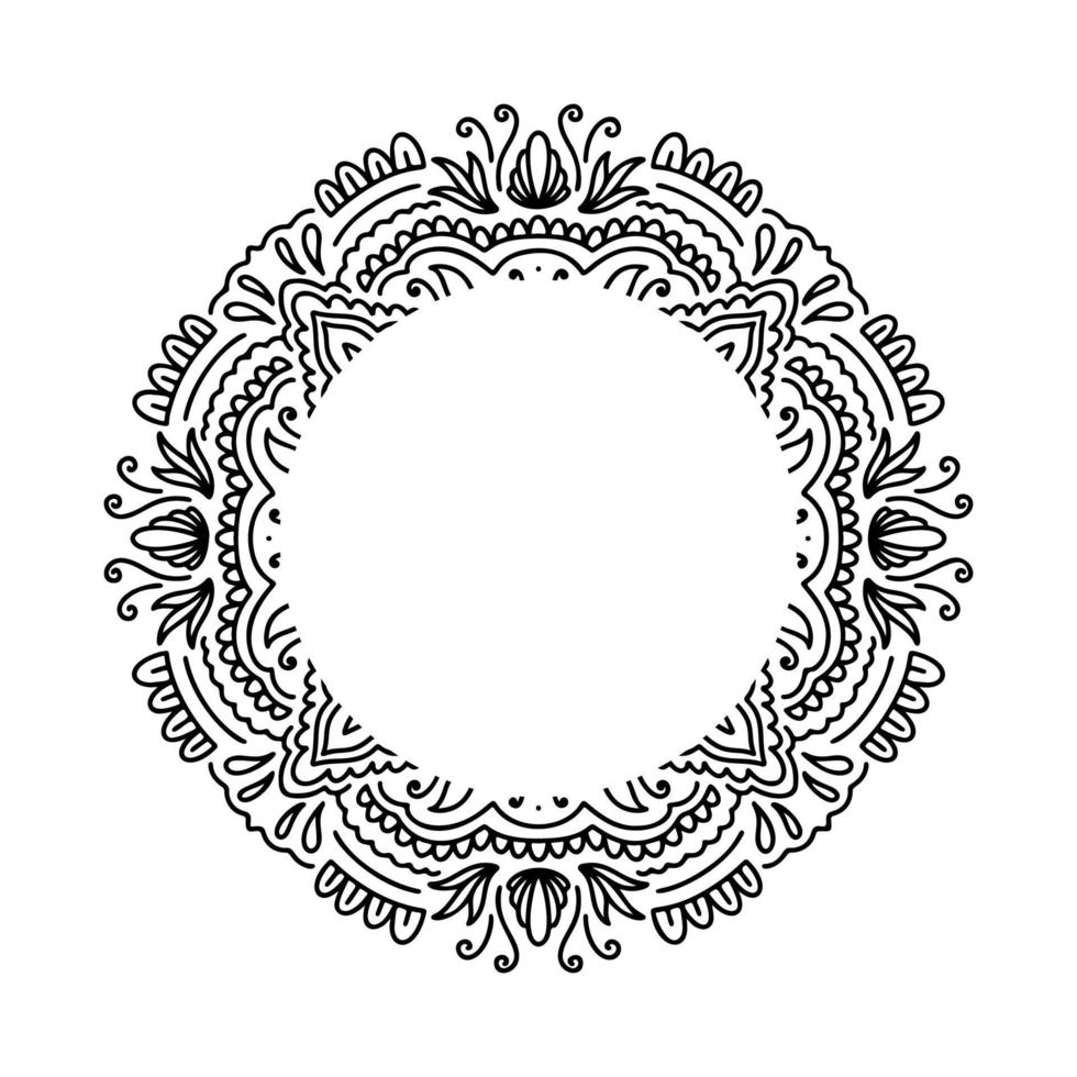 Graphic frame round traditional mandala abstract  isolated in white background.Boho indian shape.Ethnic oriental style vector