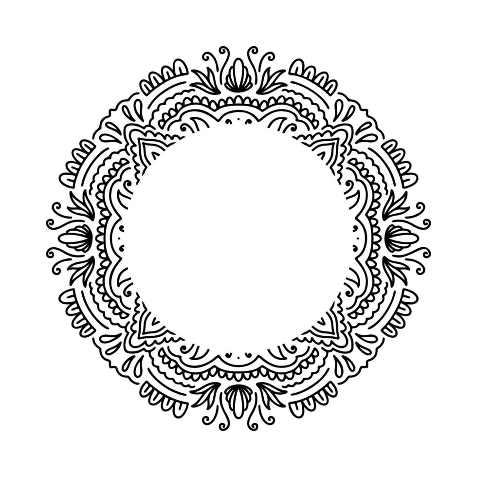 Graphic frame round traditional mandala abstract  isolated in white background.Boho indian shape.Ethnic oriental style vector