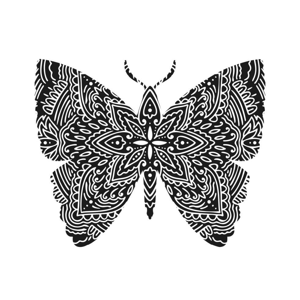 Graphic butterfly mandala abstract  isolated in white background.Boho indian shape.Ethnic oriental style. vector