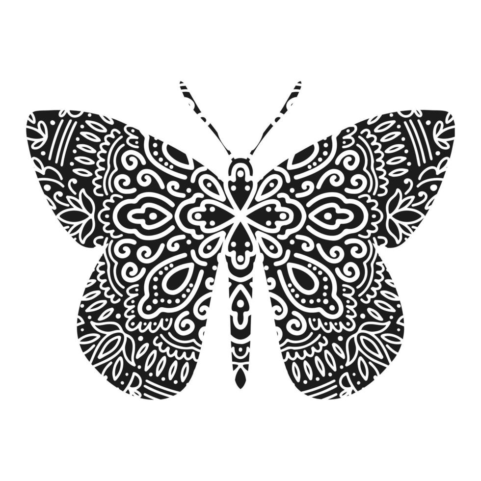 Graphic butterfly mandala abstract  isolated in white background.Boho indian shape.Ethnic oriental style. vector