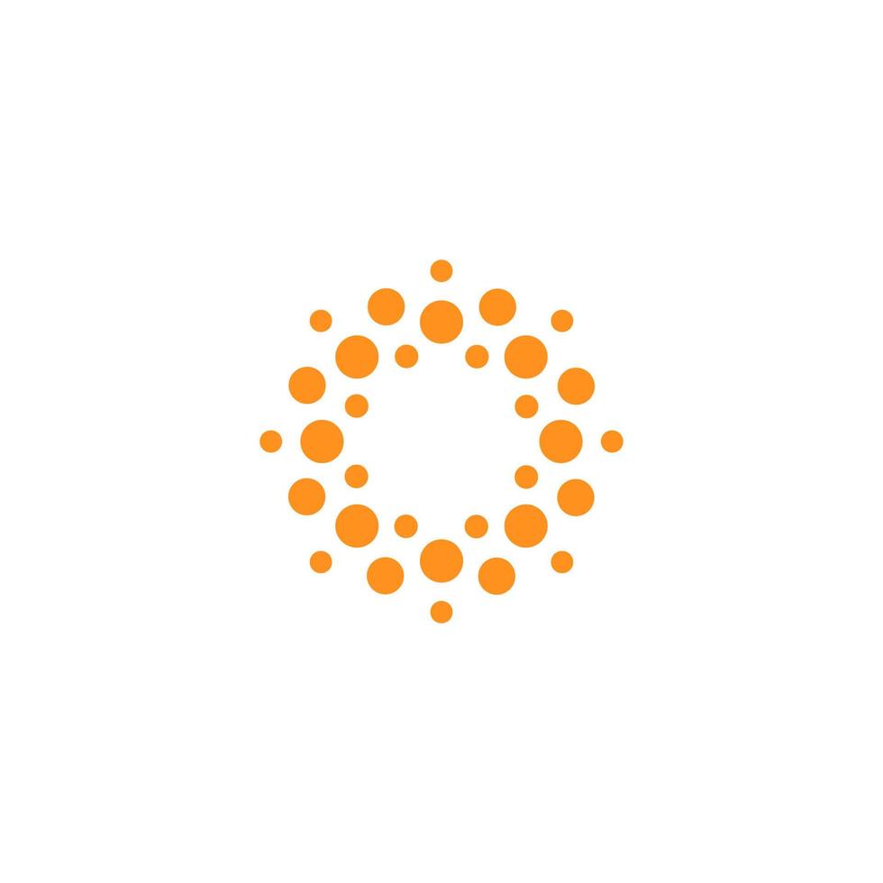 Abstract dot round logo. Connect sign. Virus icon. Orange sun. Fireworks emblem. Solar symbol. Flower. Medical innovation technology and science research. Vector circle logotype concept.