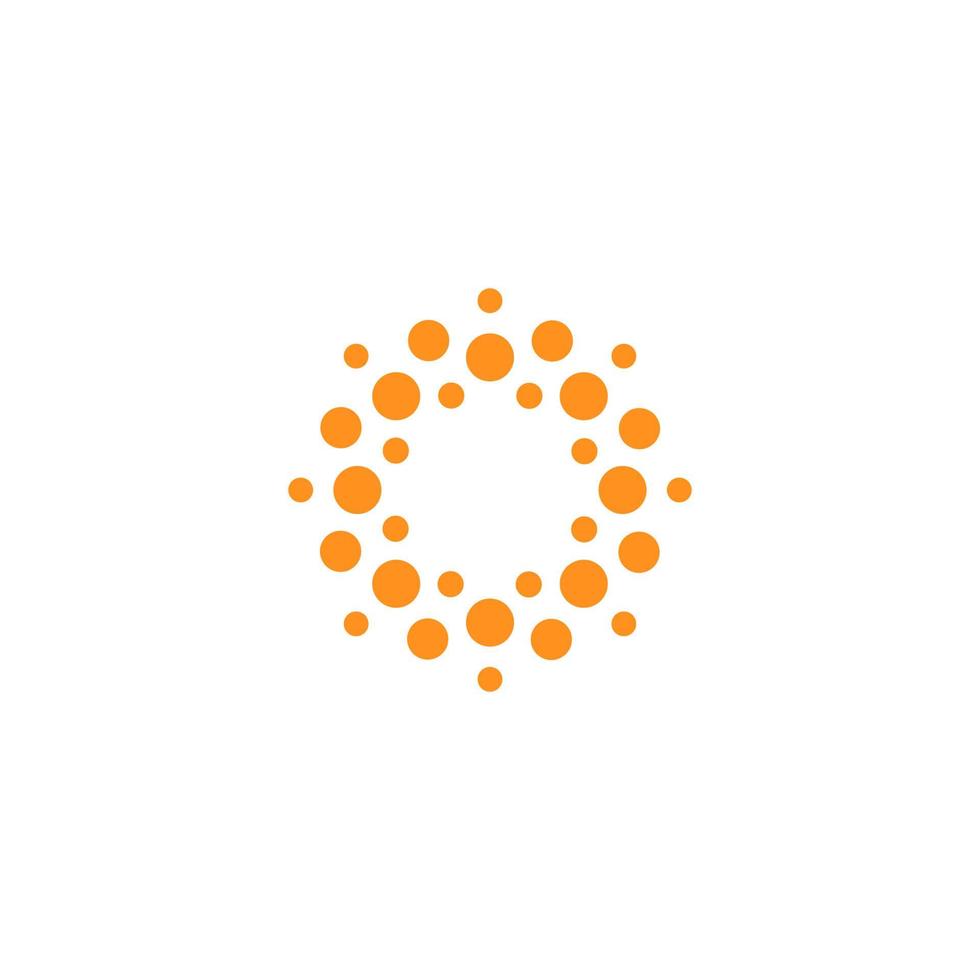 Abstract dot round logo. Connect sign. Virus icon. Orange sun. Fireworks emblem. Solar symbol. Flower. Medical innovation technology and science research. Vector circle logotype concept.