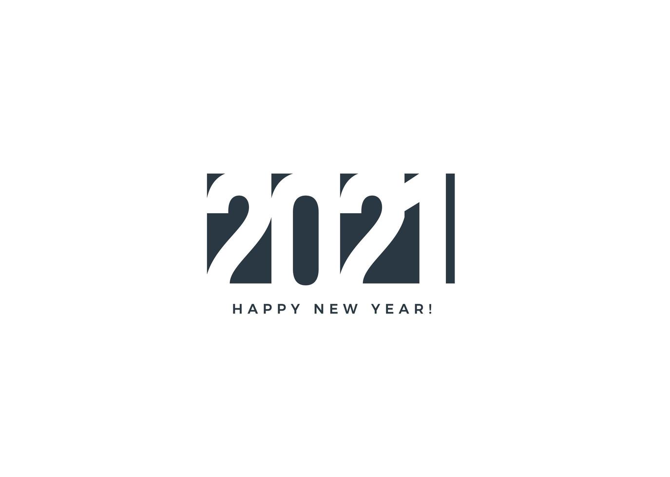 2021 Happy New Year card for seasonal holidays flyer, greetings and invitations cards, christmas congratulation banner. Paper style logo, design element for 2021 year calendar. Vector illustration