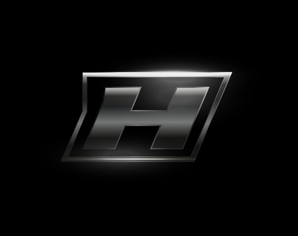 Carbon speed Letter H logo, dark matte metal carbon texture. Drive dynamic steel letter, turbo bold italic chrome logotype for automotive industrial, gym, sport. Vector monogram, emblem