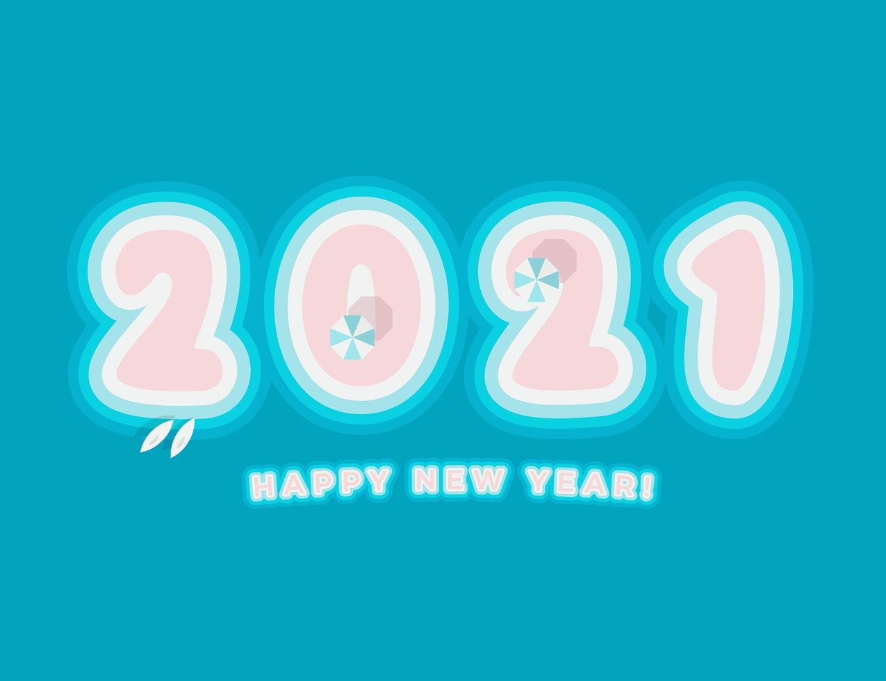 2021 Happy New Year card. Paradise Island Numbers for seasonal holidays flyer, greetings and invitations cards, congratulation banner. Design for 2021 year resort calendar. Vector illustration