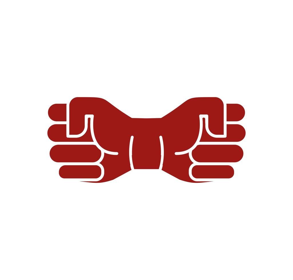 Logotipo de puños de color marrón abstracto aislado. logotipo de manos humanas. símbolo de hombre fuerte. signo de protesta. agresivo icono revolucionario. ilustración vectorial. vector
