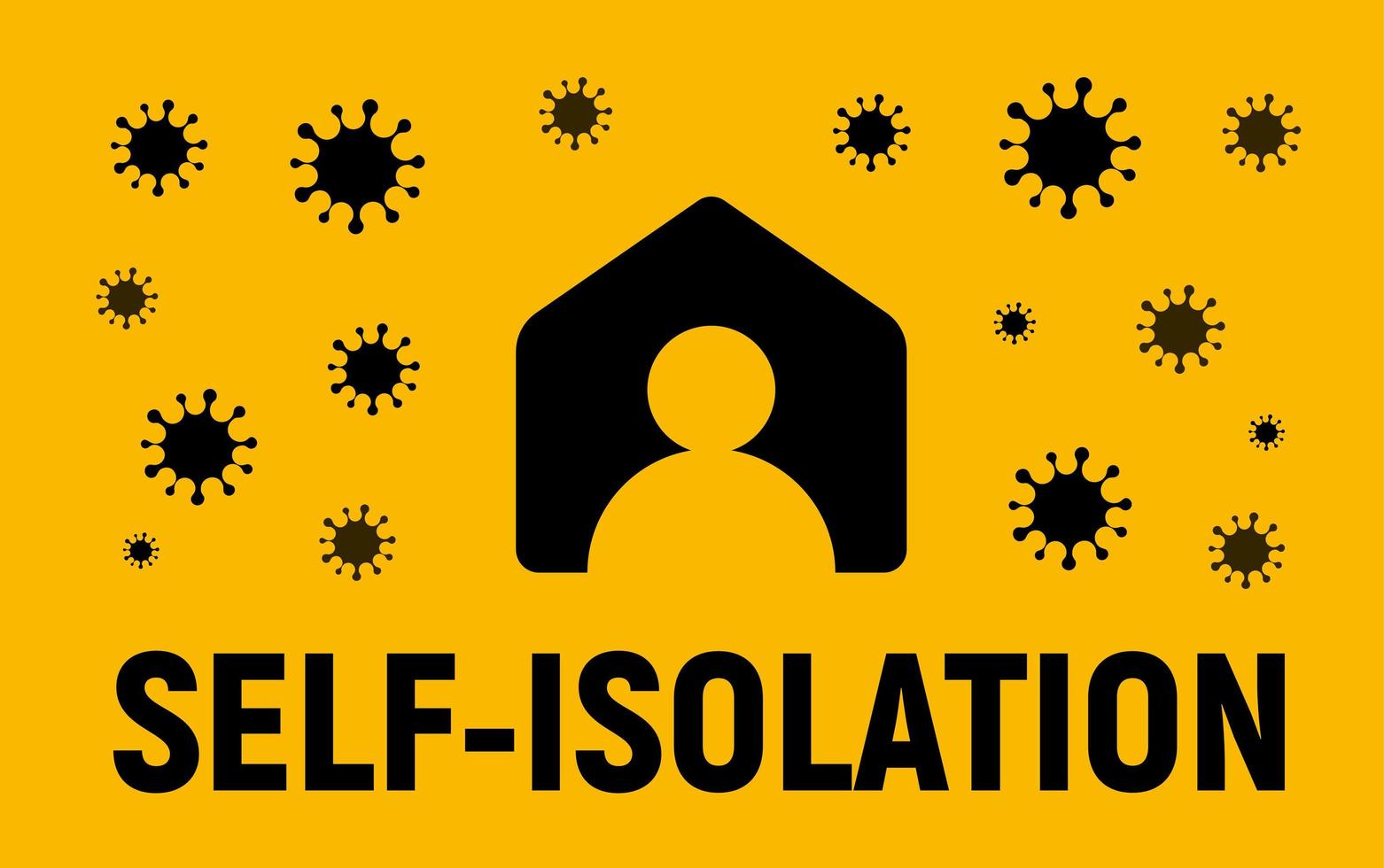 Self-isolation sign, person in house viruses protected, vector icon.