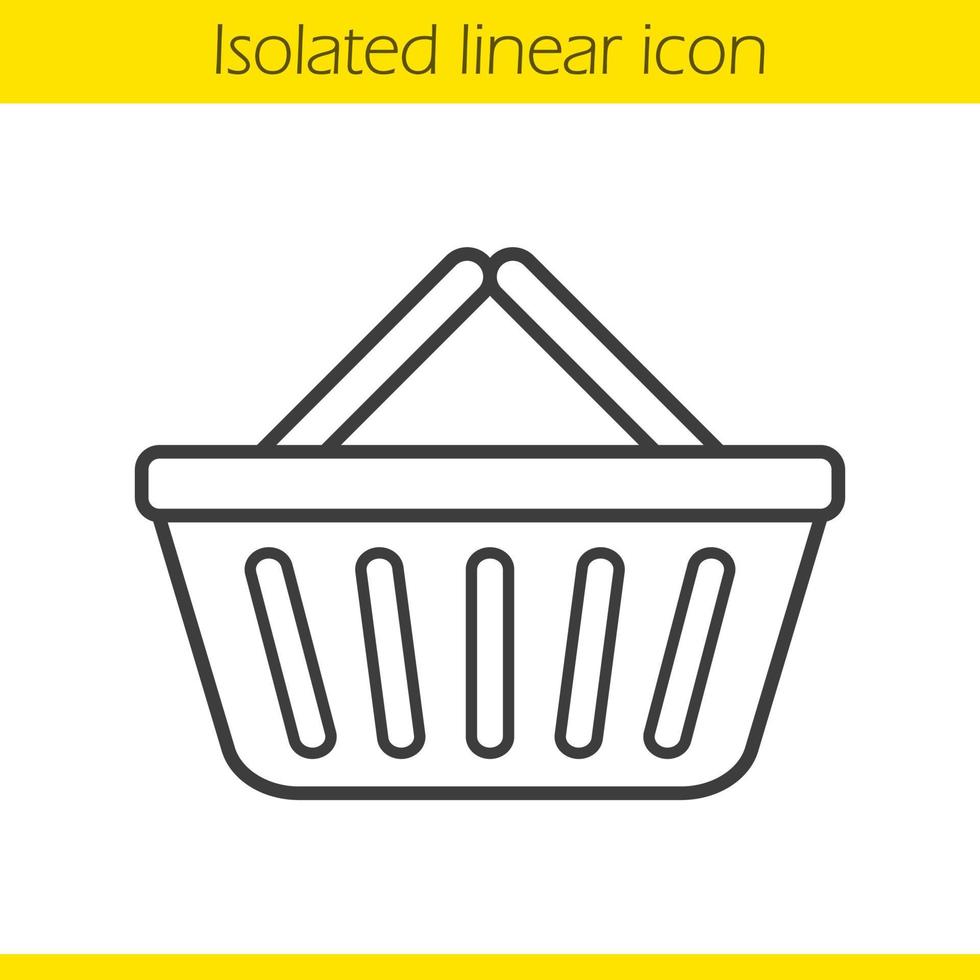 Supermarket basket linear icon. Thin line illustration. Contour symbol. Grocery store basket. Vector isolated outline drawing