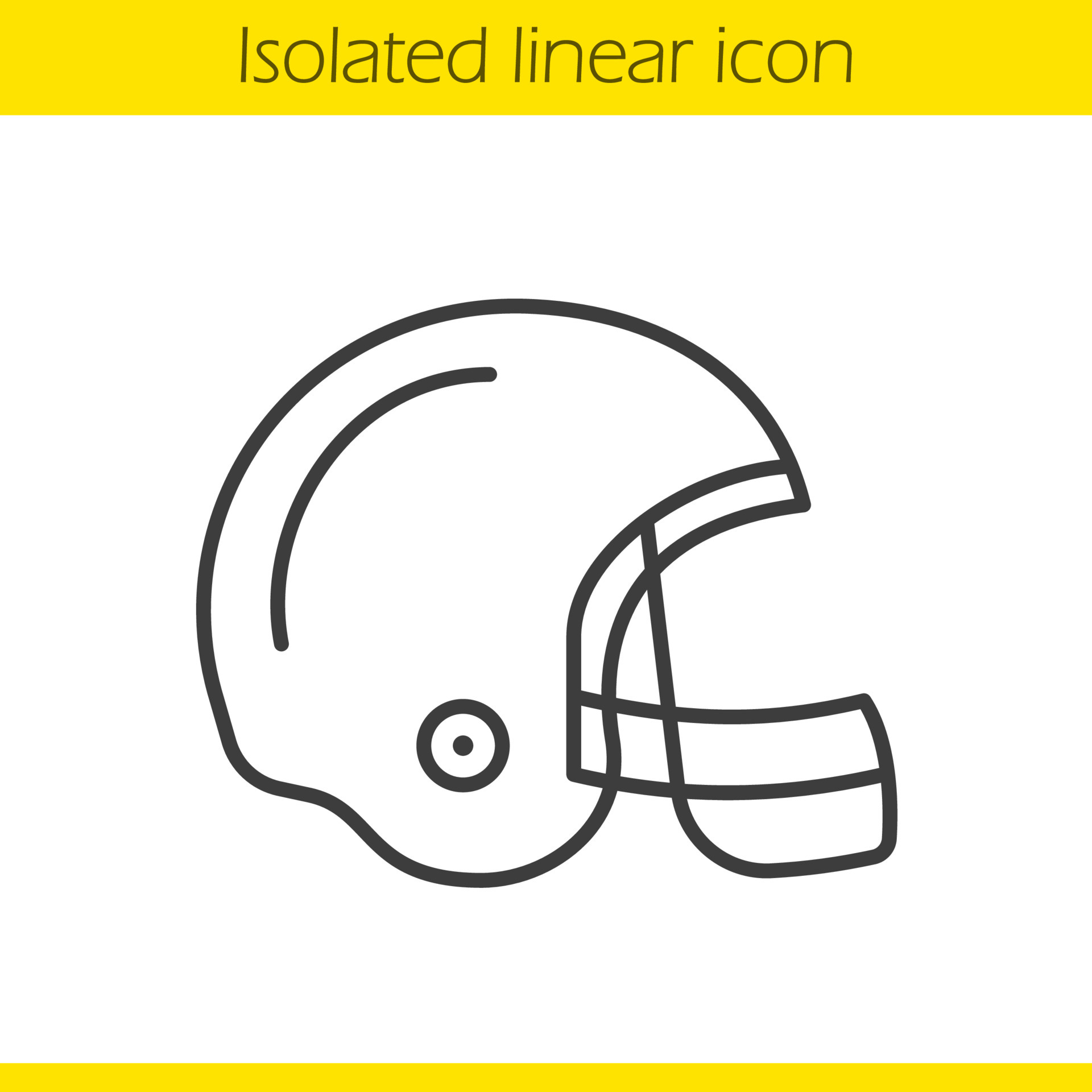 American football player helmet linear icon. Thin line illustration