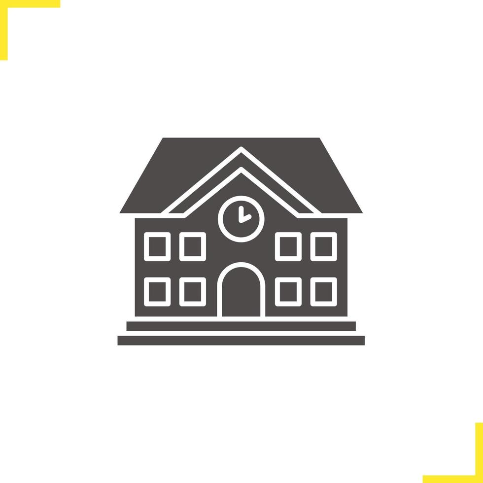 School building icon. Negative space. University silhouette symbol. Vector isolated illustration