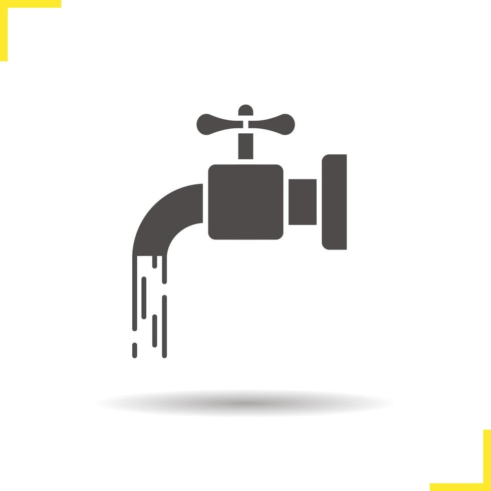 icono de grifo de agua. símbolo de silueta de toque de sombra. Recursos hídricos. espacio negativo. vector ilustración aislada