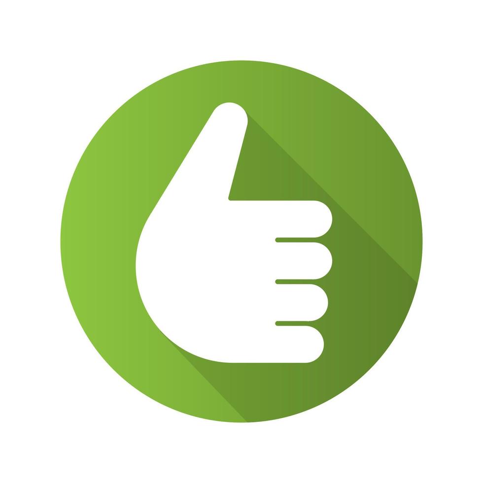 Thumbs up gesture flat design long shadow icon. Approval sign. Like vector silhouette symbol