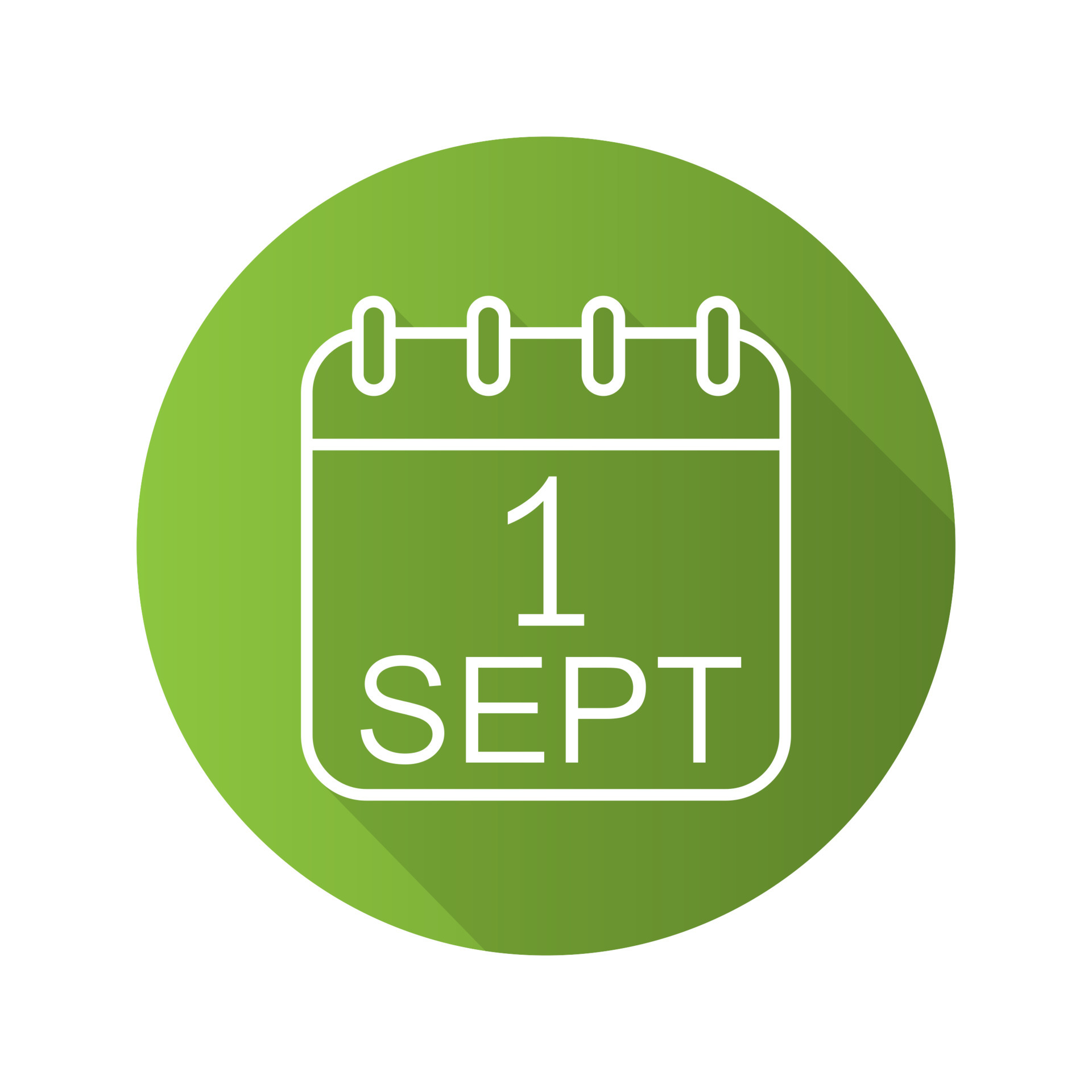 September 1st calendar flat linear long shadow icon. Knowledge Day