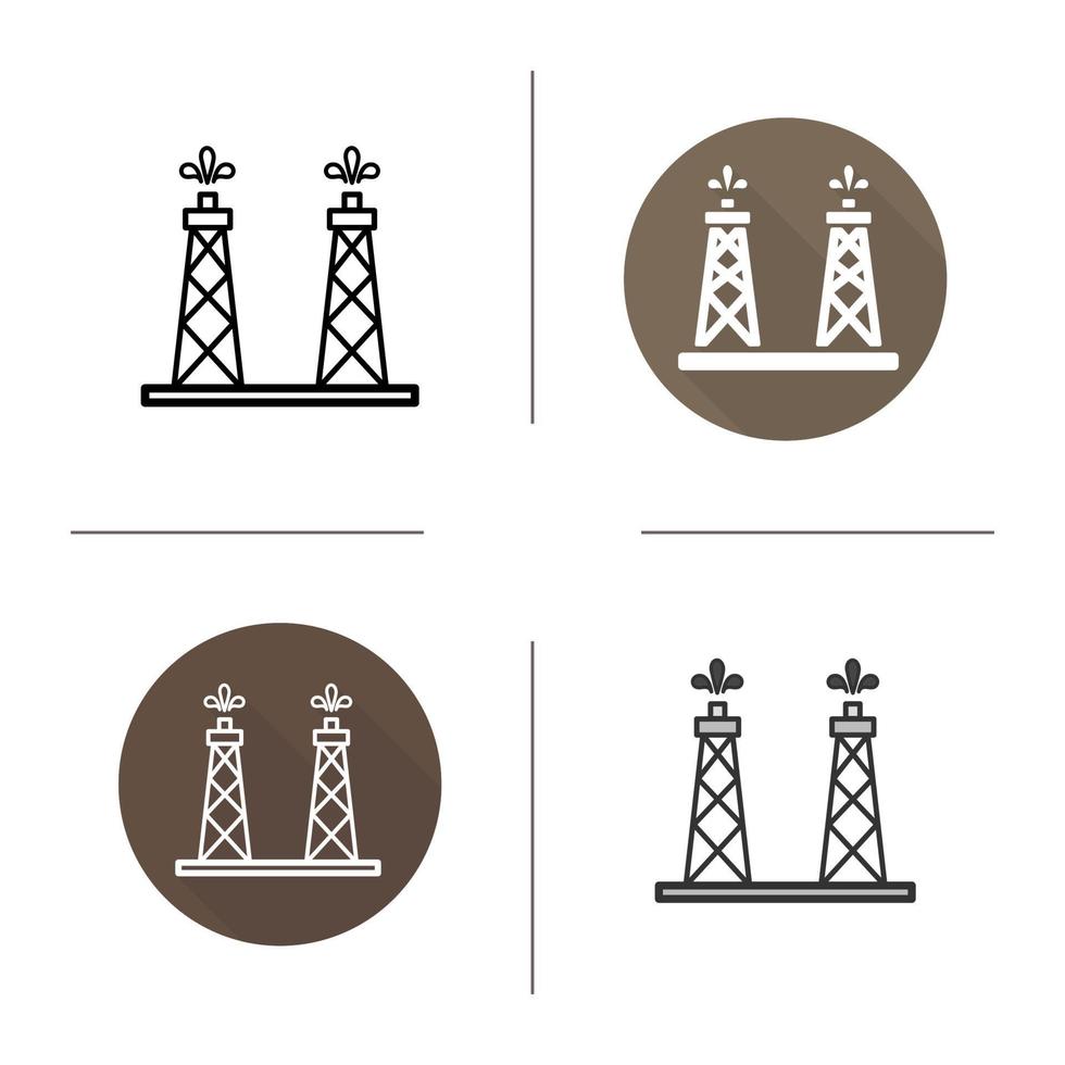 icono de la plataforma de producción de petróleo. diseño plano, estilos lineales y de color. torre de perforación de petróleo. ilustraciones vectoriales aisladas vector