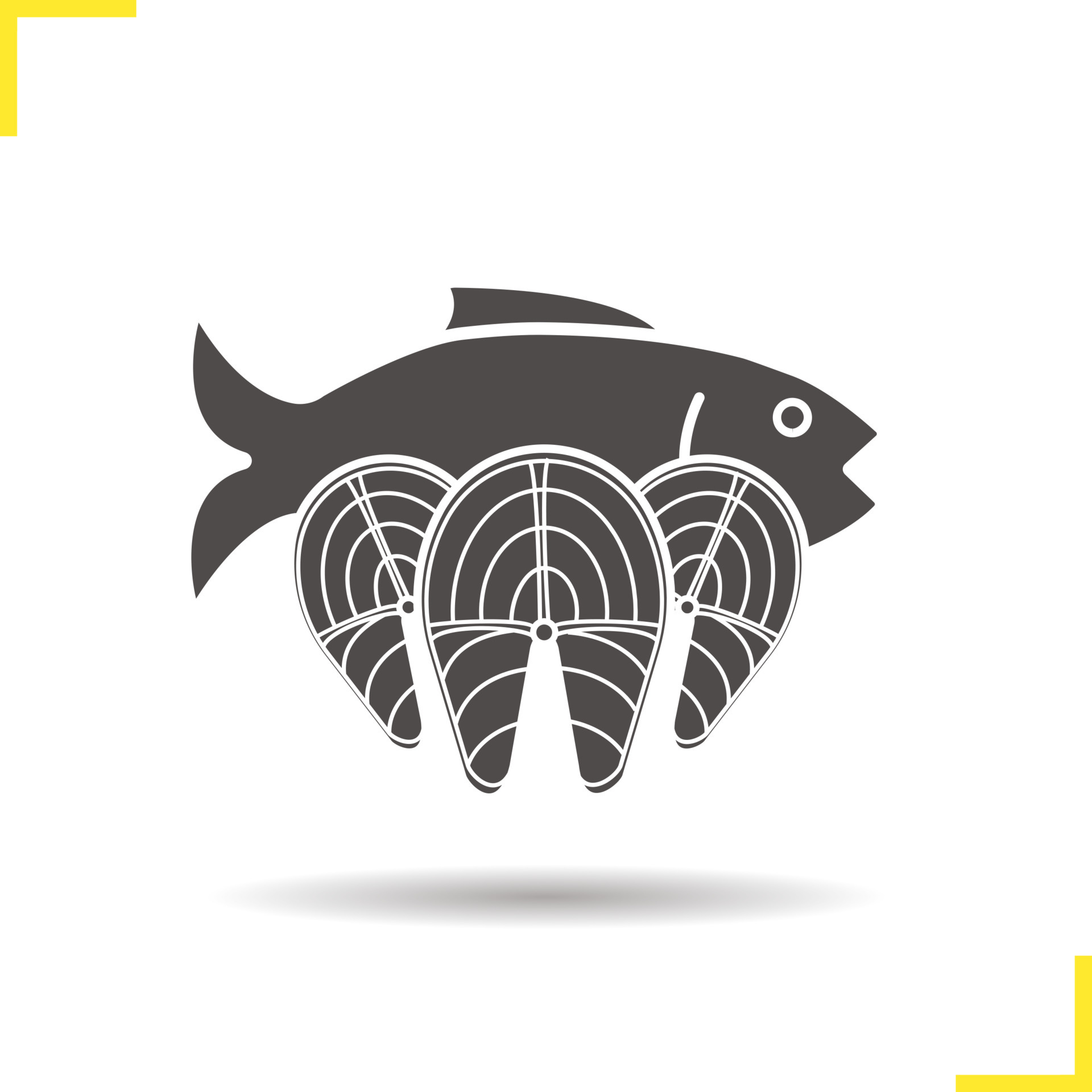 Fish icon. Drop shadow seafood silhouette symbol. Salmon fillet steaks.  Negative space. Vector isolated illustration 4359242 Vector Art at Vecteezy