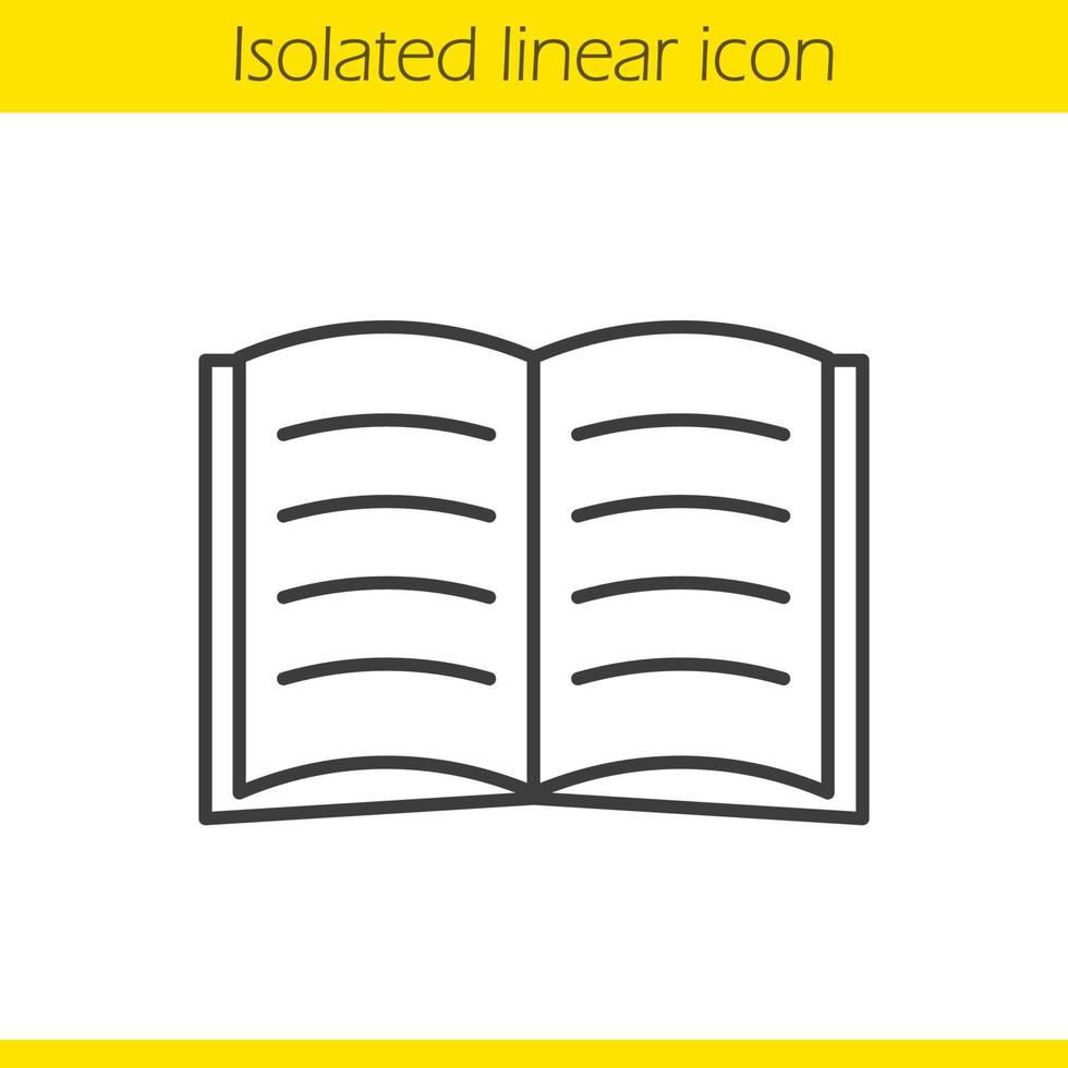 Open book linear icon. Thin line illustration. Open textbook. Contour symbol. Vector isolated outline drawing