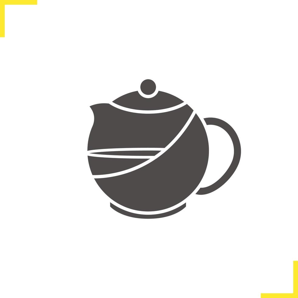 Brewing teapot icon. Drop shadow silhouette symbol. Negative space. Vector isolated illustration