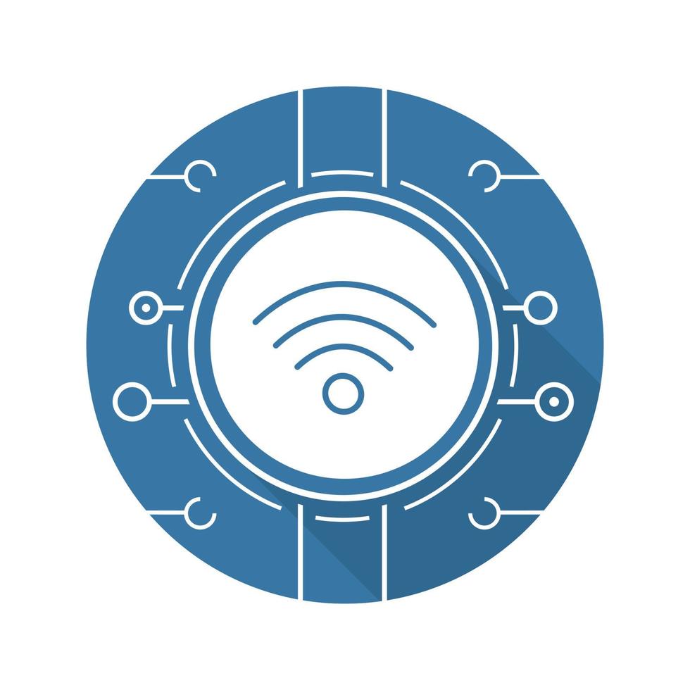 Wifi spot flat design long shadow icon. Wi fi connection. Vector silhouette symbol