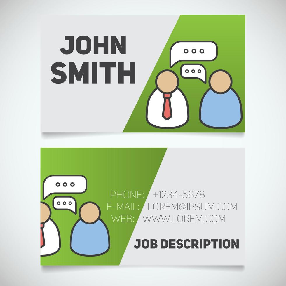 Business card print template with interview logo. Easy edit. Manager. Journalist. Reporter. Employer. Employee. Stationery design concept. Vector illustration