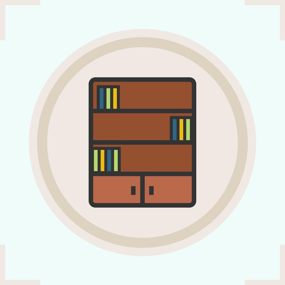 Bookcase color icon. Bookshelf. Library. Isolated vector illustration