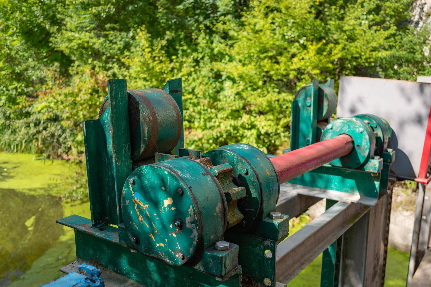 Mechanism for raising the lock on the river. photo