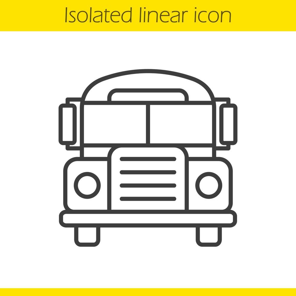 School bus linear icon. Thin line illustration. Contour symbol. Vector isolated outline drawing