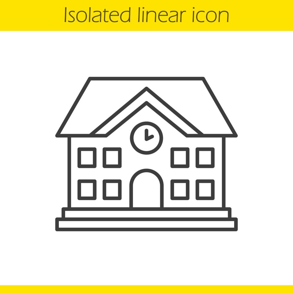 School building linear icon. Thin line illustration. Contour symbol. Vector isolated outline drawing