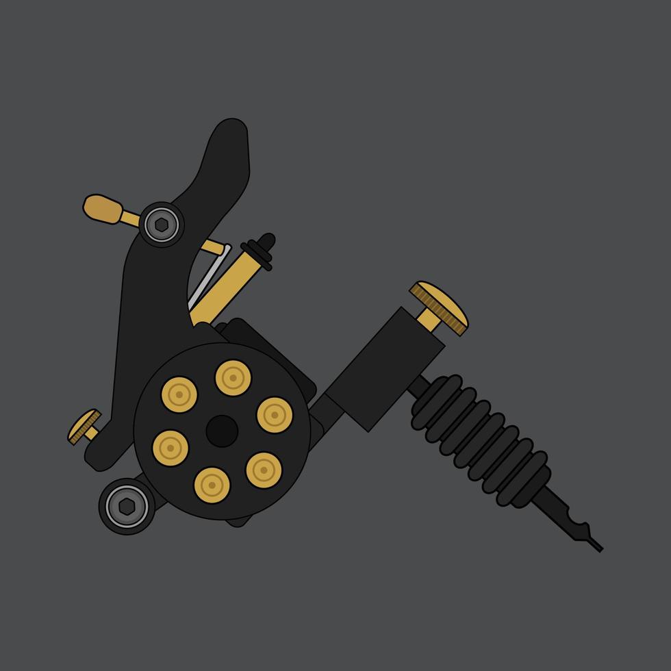 Tattoo machine. Isolated color vector illustration. Tattoo equipment drawing