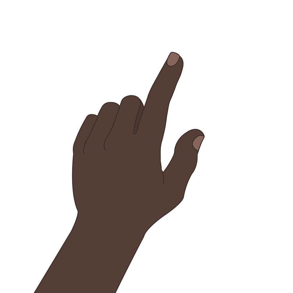 señalando la ilustración de color de la mano. Mano presionando el botón del hombre afroamericano. dibujo vectorial aislado vector