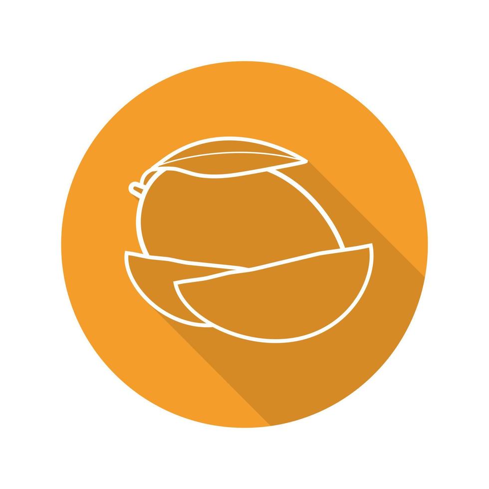 Mango fruit flat linear long shadow icon. Vector line symbol