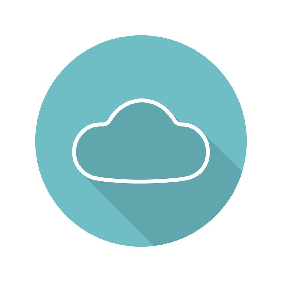 Cloud flat linear long shadow icon. Cloud computing. Vector line symbol