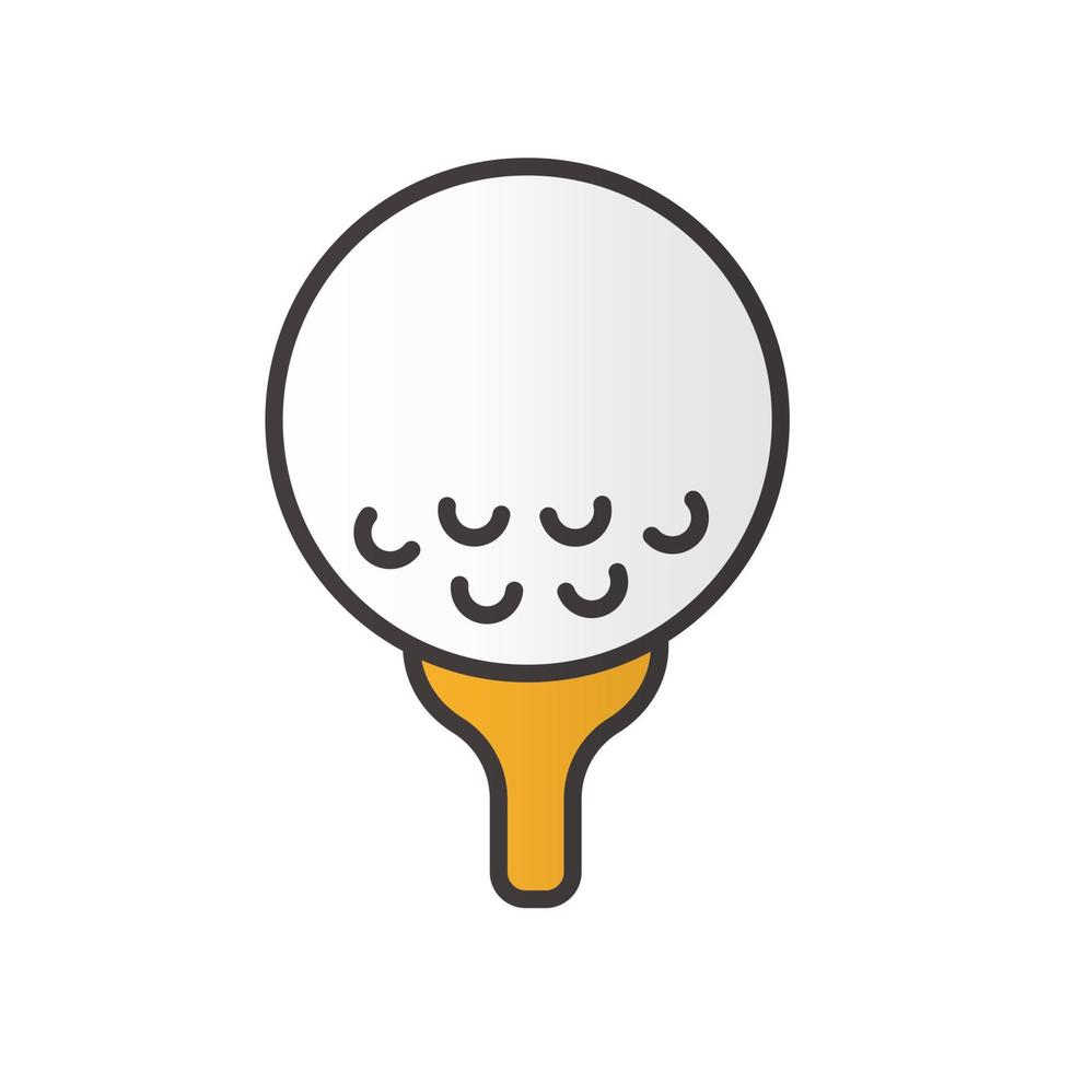 Golf ball on tee color icon. Isolated vector illustration