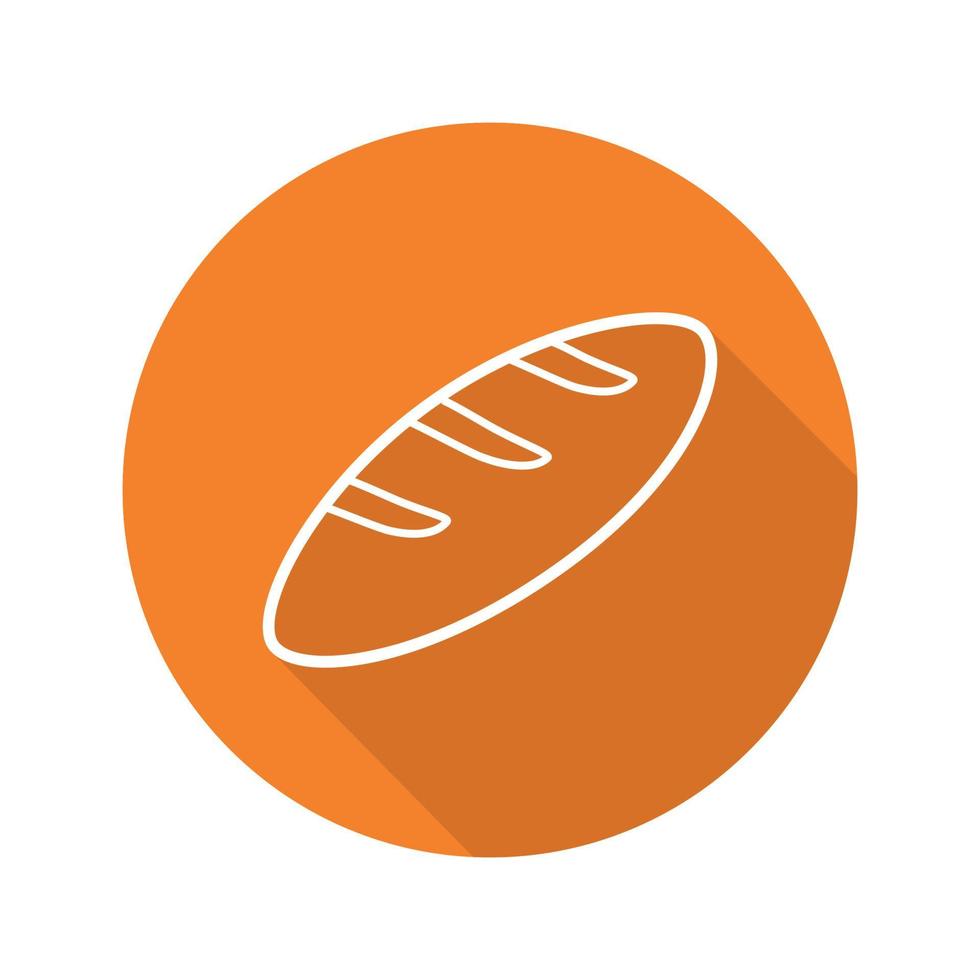 Bread flat linear long shadow icon. Long loaf of bread. Vector line symbol