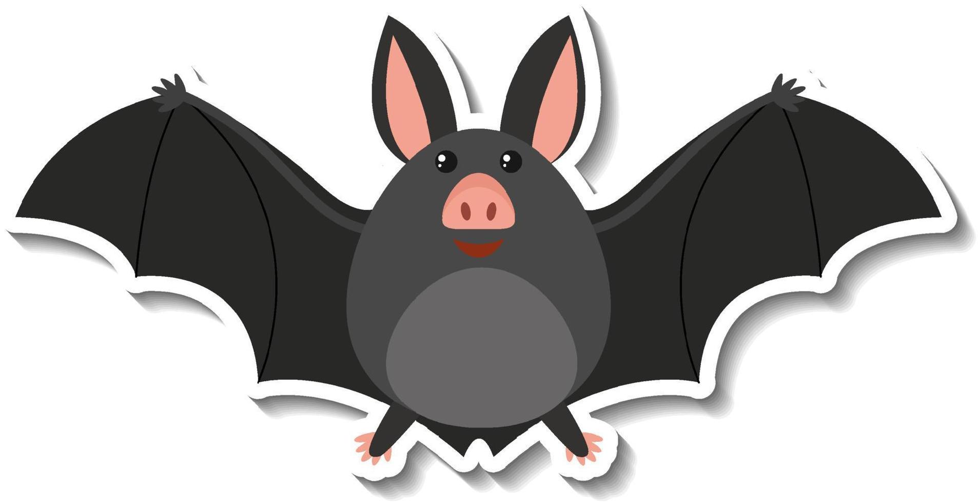 Cute chubby bat animal cartoon sticker vector