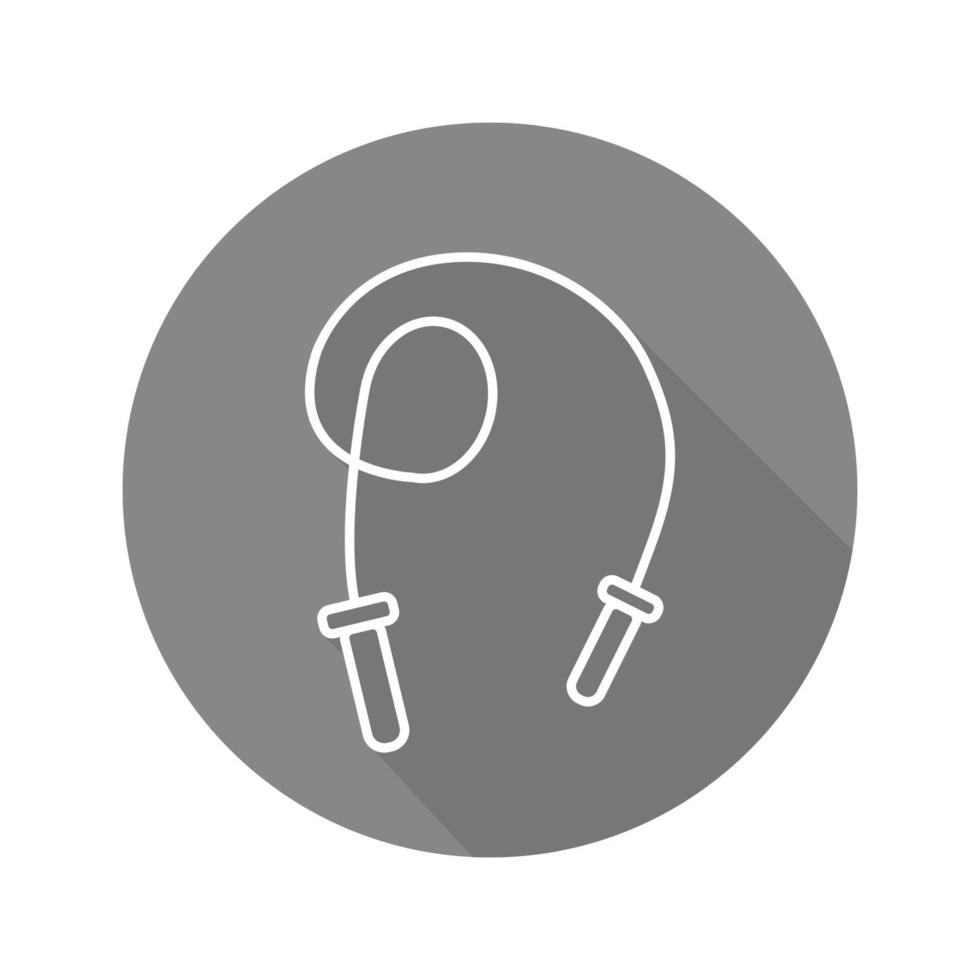Skipping rope flat linear long shadow icon. Jumping rope. Vector line symbol
