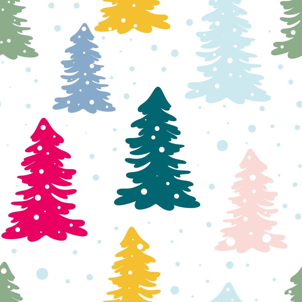 Colorful Christmas trees seamless pattern vector