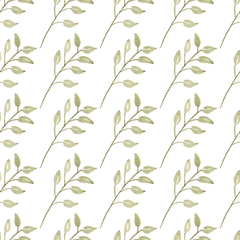 Hand-drawn watercolor leaf seamless pattern vector