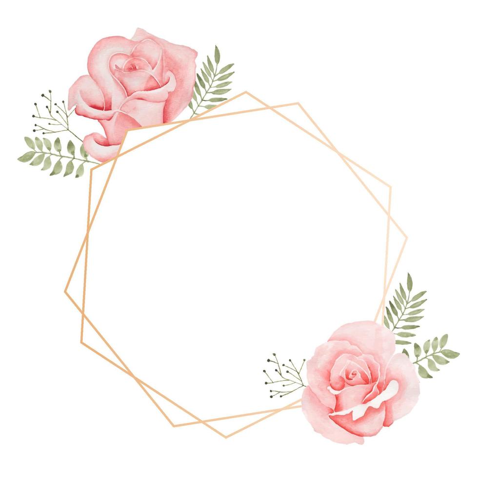 Beautiful watercolor frame with roses vector