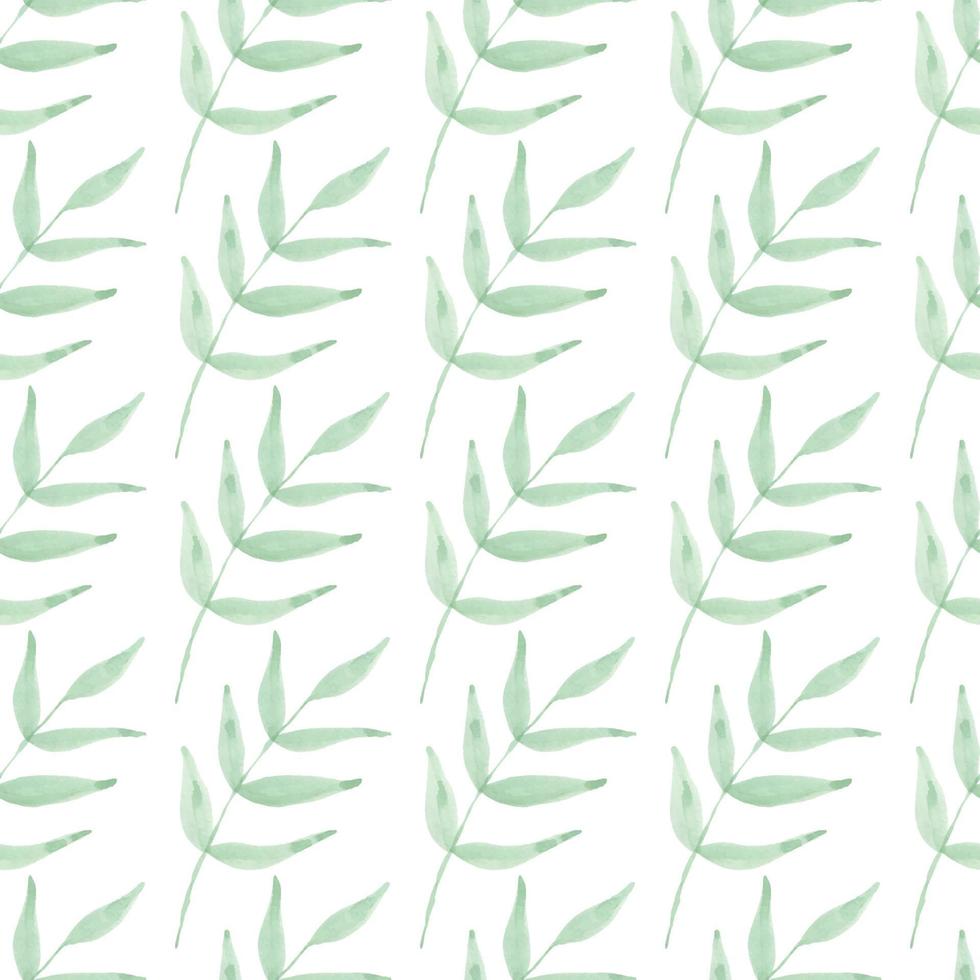 Hand-drawn watercolor leaf seamless pattern vector