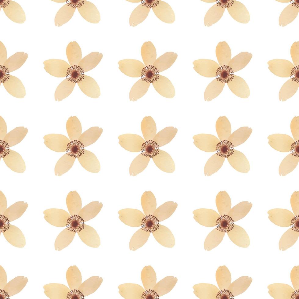 Hand-drawn watercolor flower seamless pattern vector