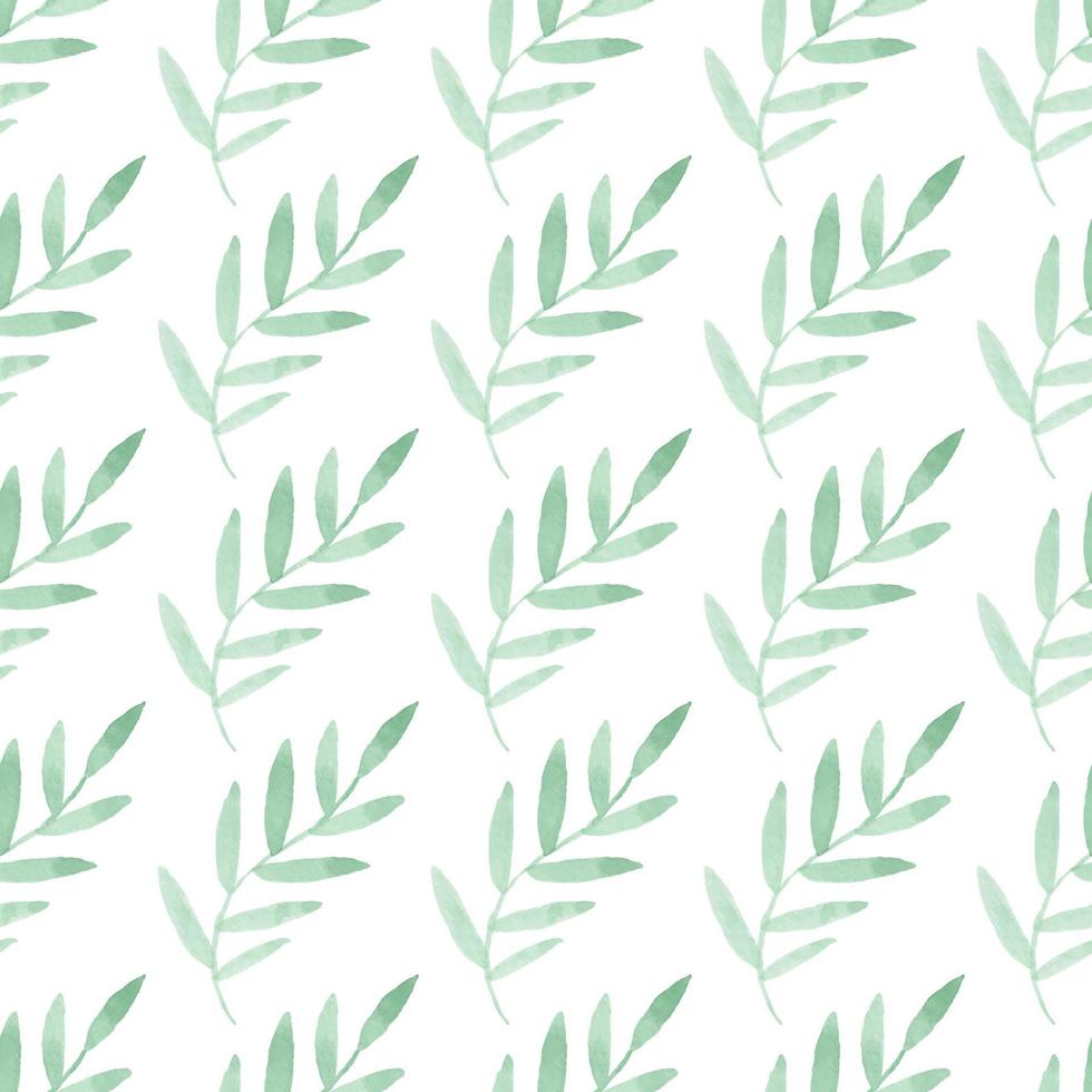 Hand-drawn watercolor leaf seamless pattern vector